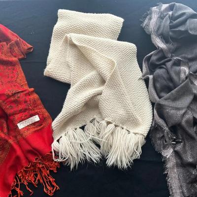 Lot of 3 Various Stylish Pashmina & Wool Scarfs/Shawls 