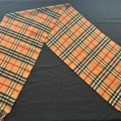 Vintage Burberry London Beige 100% Cashmere Scarf