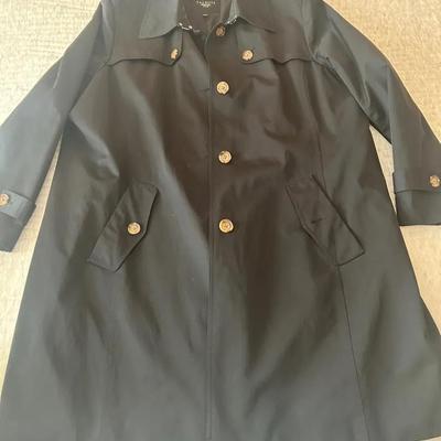 Talbots Womens Black Trench Raincoat (Size 18W)