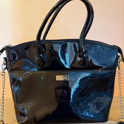 Grace Adele Black Patent Leather Large Tote 