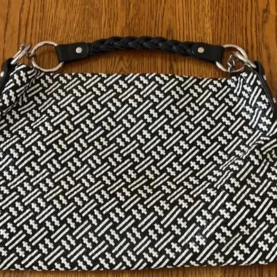Bloomingdale’s Black And White Woven Tote Bag 