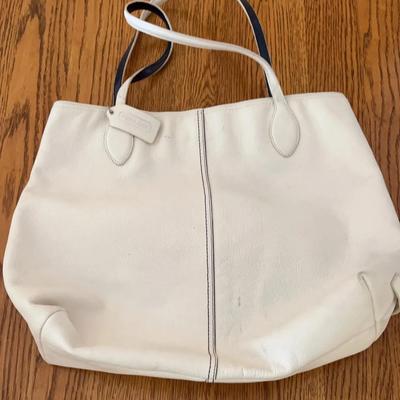 Coach XL White Leather Shopper Travel Tote Bag 
