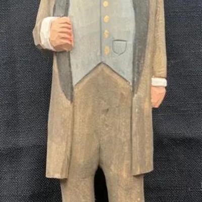 Vintage Hand-Carved Folk Art Wooden Figurine