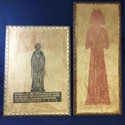 Brass Grave Rubbings Monk & Nun (2Pcs)