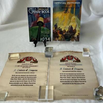 1934 World Fair Official Guide Book & Pictures Booklet & Misc. 4 Pc.