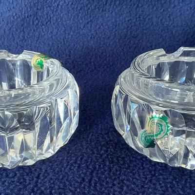 Waterford Crystal Round Ashtrays, 2 Slot, Vintage, 2 Pcs