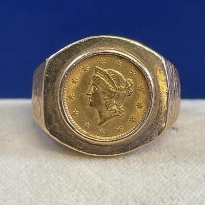 90% Gold 1853 Coin With 14k Surrounded Ring