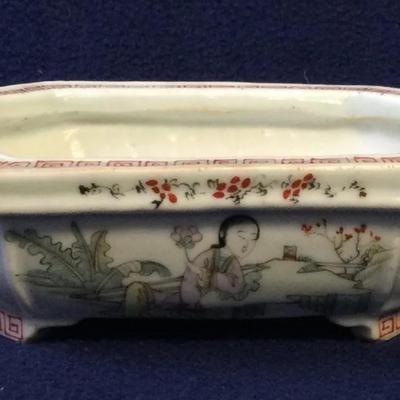 Chinese Rose Porcelain Long Octagonal Bowl, Vintage