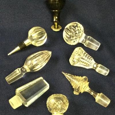 Glass & Crystal Decanter Stoppers, Vintage (8pcs)