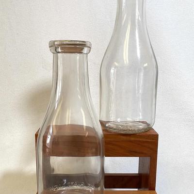 Ricker’s And Crystal Lake Dairy Quart Glass Bottles, 2pcs, Vintage 