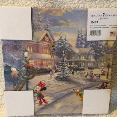 Thomas Kinkade Mickey’s Victorian Christmas Gallery Wrap Canvas 14 X 14