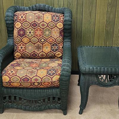 Ethan Allen Wicker Chair & Table (B)