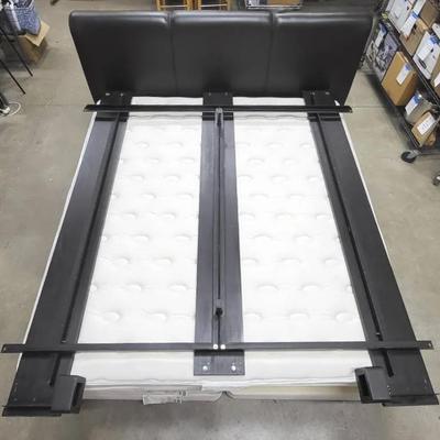 King Platform Bed w/ Faux Leather Headboard