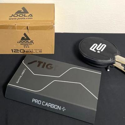 Stiga Pro Carbon Cybershape & Pro Spin Ping Pong Paddles & Balls