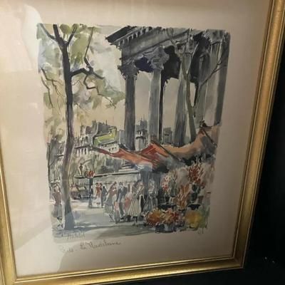 Vintage Framed Franz Herbelot “Paris La” -signed &#