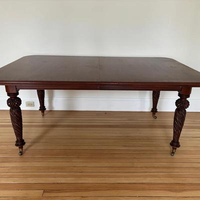 Inlaid Wood Dining Table with Chairs (7)