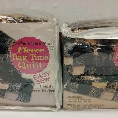 Pair of Fleece Rag Time Quilt Kits (63pc)