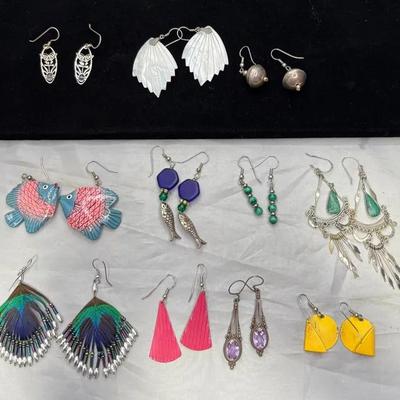 Silver tone  Fish Hook Earrings 