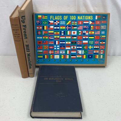 Vintage Flags of 100 Countries with Books of the Second World War