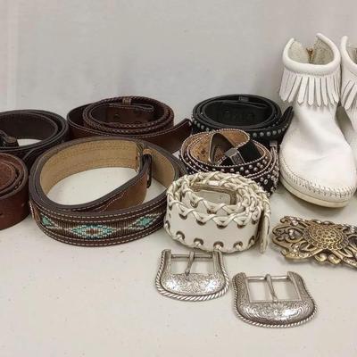 Ladies Moccasins, Leather Belts & More