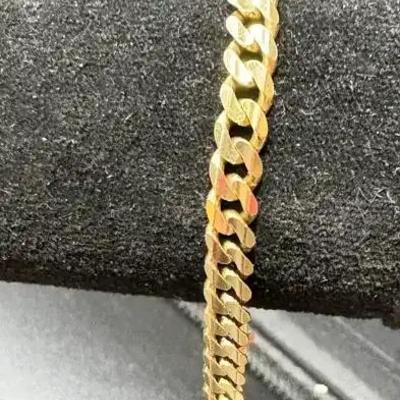Yellow  Gold 14 K Cuban Link Chain Bracelet 