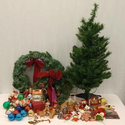 Christmas Decor - Old and Not so Old incl 3ft Prelit Tree and Wreaths