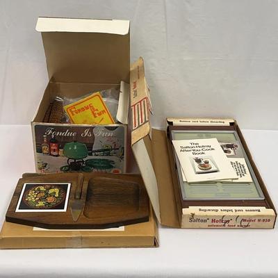 Fondue Set And Hot Plate Plus Cheese Tray In Original Boxes