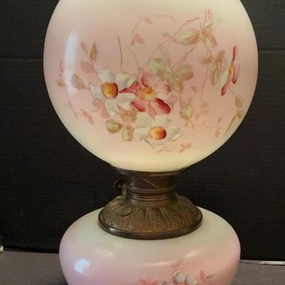 Gone With The Wind  Style Lamp Electrified Pink With White And Mauve Flowers