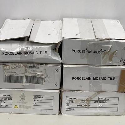 Mulia Tile Porcelain Mosaic Subway Tiles “Glossy White” #2 (5 Boxes, 18 Sheets, 15 Each + Open Box)