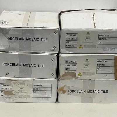 Mulia Tile Porcelain Mosaic Subway Tiles “Glossy White” #1 (6 Boxes, 18 Sheets, 15 Each)