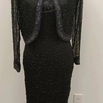 Laurence Kazar Silk Beaded Halter Style Dress and Jacket