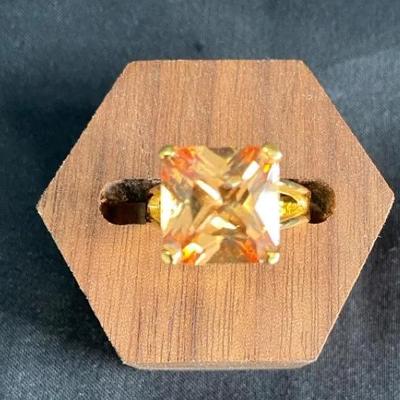 Vintage Peach Colored Cocktail Ring Princess Cut Size 7