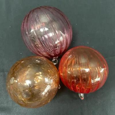 Three Hand Blown Glass Ornaments