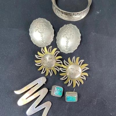 925 Stamped Silver Earrings, Bracelet & Pin