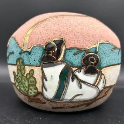 Gina Arrighetti 22K Gold Trim Native American Pottery Vase