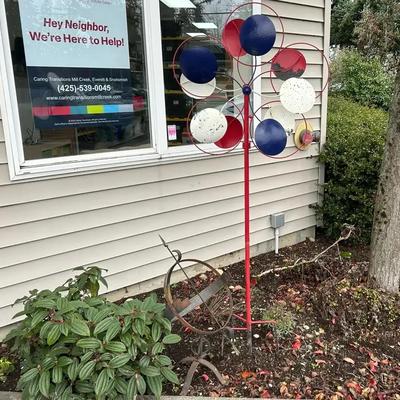 6’ Garden Windmill And Armillary Sphere Garden Art