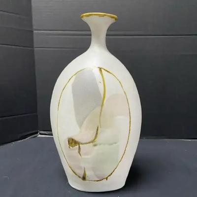 Decorative Ceramic Vase Signed From 1981 With Two Sided Swirls