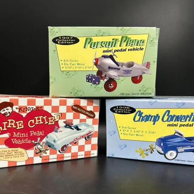 Set Of Three Collectible Xonex Mini Pedal Vehicles From 1996-1997
