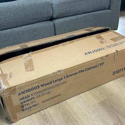 Brand New Unassembled Large One Drawer Wooden File Cabinet