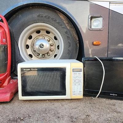 Household Basics - Dirt Devil Vacuum, Sharp Carousel Microwave, Insignia 18" Wall Mount TV