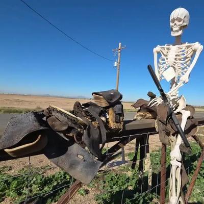 (2) Vintage Decorative Leather Saddles - Adult & Child Size - Outside Use - Skeleton Included