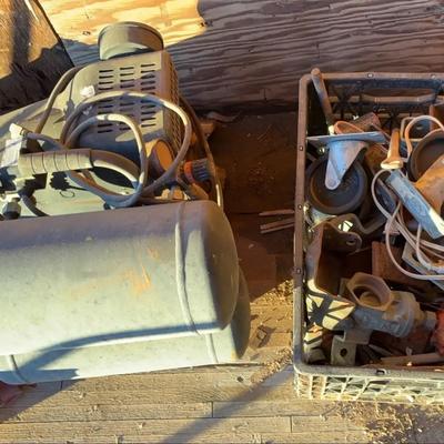 Air Compressor + Crate of Shop Misc