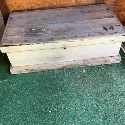 Large Wooden Storage Box with Hinged Top - Compartments Inside