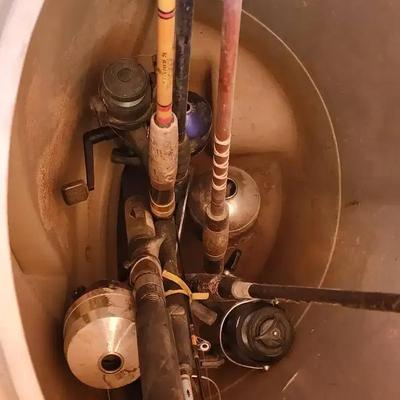 Gone Fishing - (5) Fishing Rods & (3) Tackle Boxes with Supplies