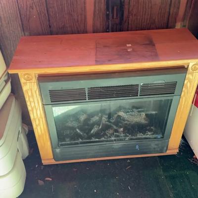 Warm Up in Winter - Large Electric Fireplace in Cabinet - Decorative Logs Inside - Untested