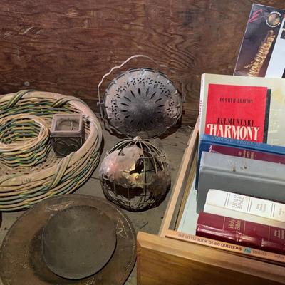 Interesting Decor - Baskets, Metal Globe, Decor + Bibles, Hymnal Books & More