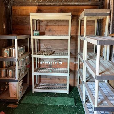 Large White Plastic Storage Shelves - Set Of 4 Stackable / Collapsible