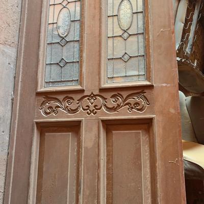 Front Wooden Entry Door With Decorative Glass Panels