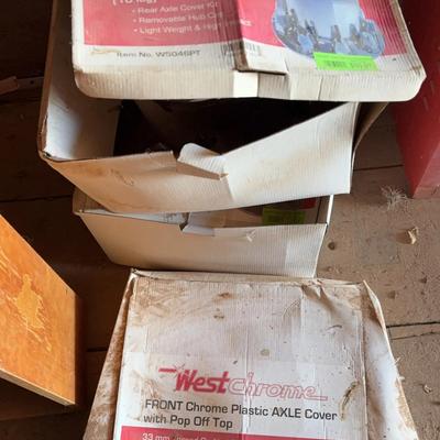 West Chrome Rear Chrome Plastic Axle Covers (2) & Front (1) - 33mm