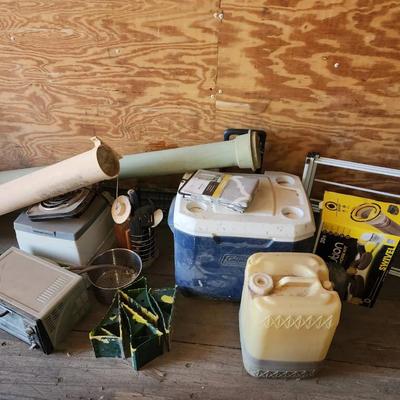 RV Camping Appliances, Kitchen Goods, Cooler, Potty, Drains, Wheel Blocks, & More